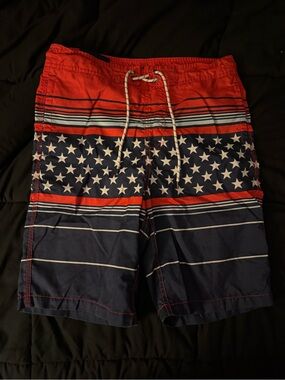 Goodfellow & Co Red, Navy and White Stars & Stripes Swim Shorts